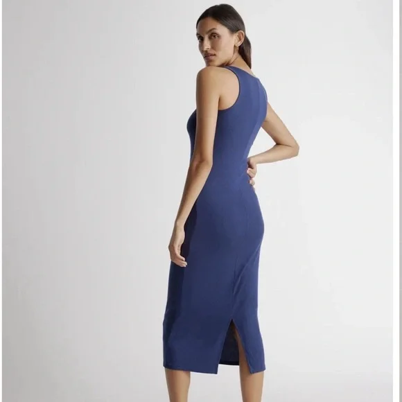 Quince Navy Tencel Rib Knit Sleeveless Dress Small - Picture 4 of 12